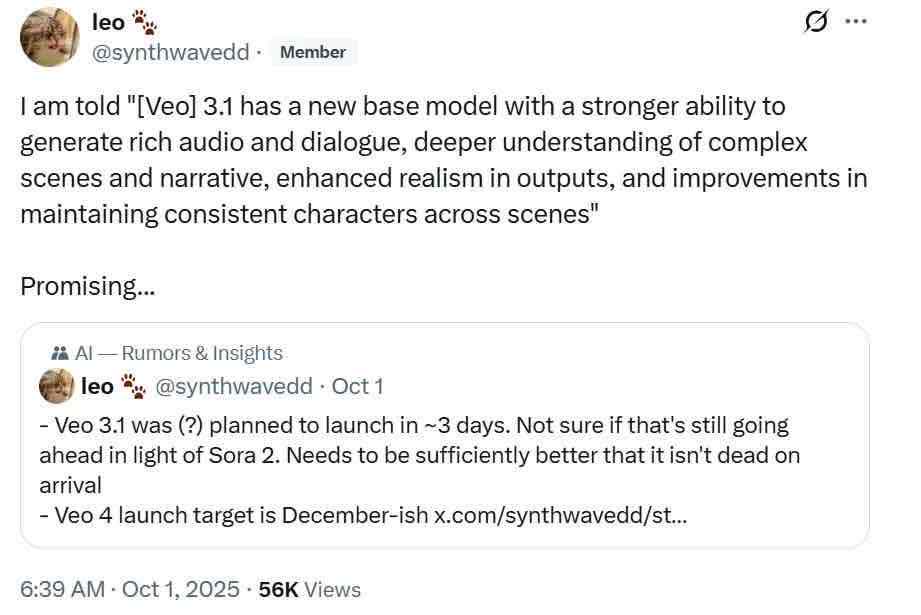 what is Veo 3.1 expected to bring?